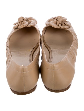 Prada Leather Bow Accents Ballet Flats