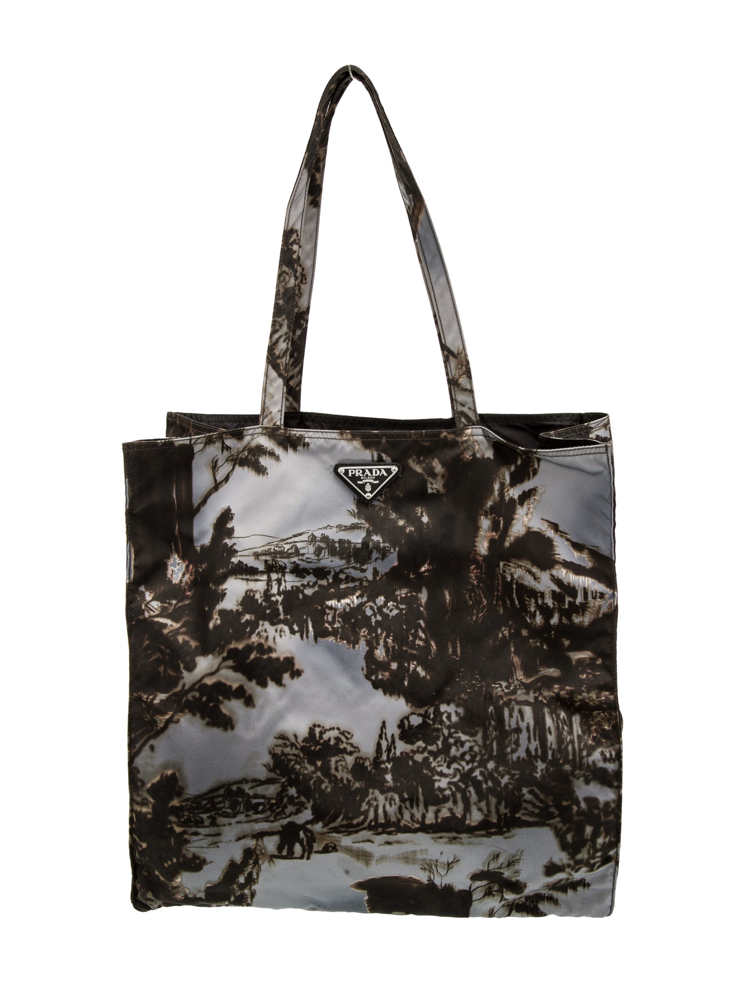 Prada Enameled Metal Triangle Stampato