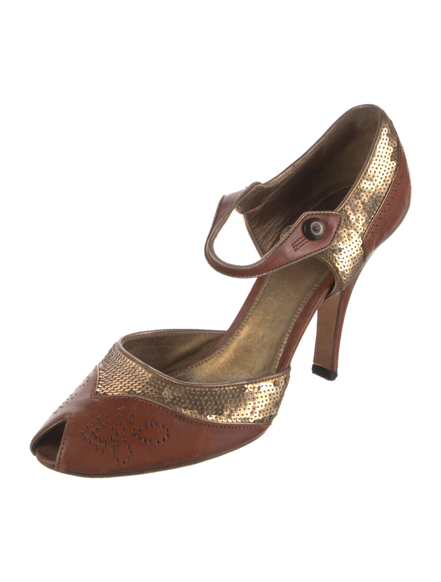 Prada Leather Lasercut Accents D'Orsay Pumps