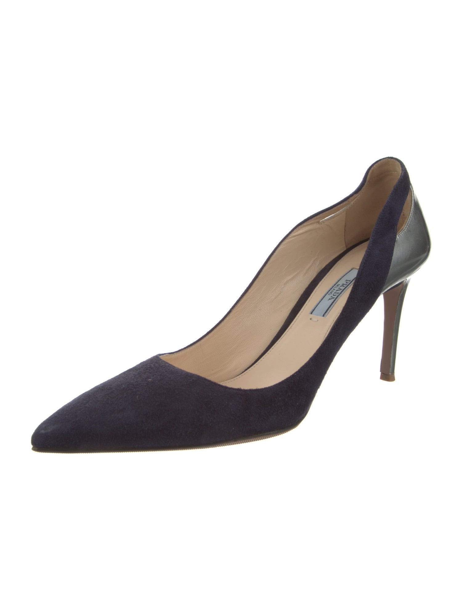 Prada Suede Cutout Accent Pumps