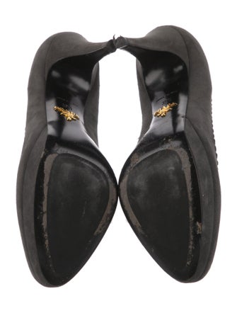 Prada Suede Whipstitch Trim Pumps