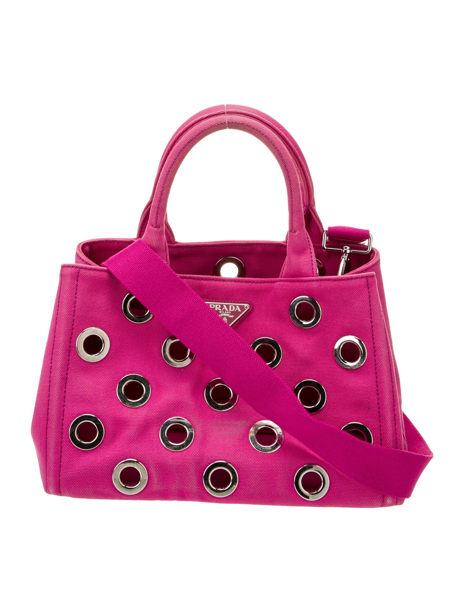 Prada Enameled Metal Triangle Shoulder Bag Small