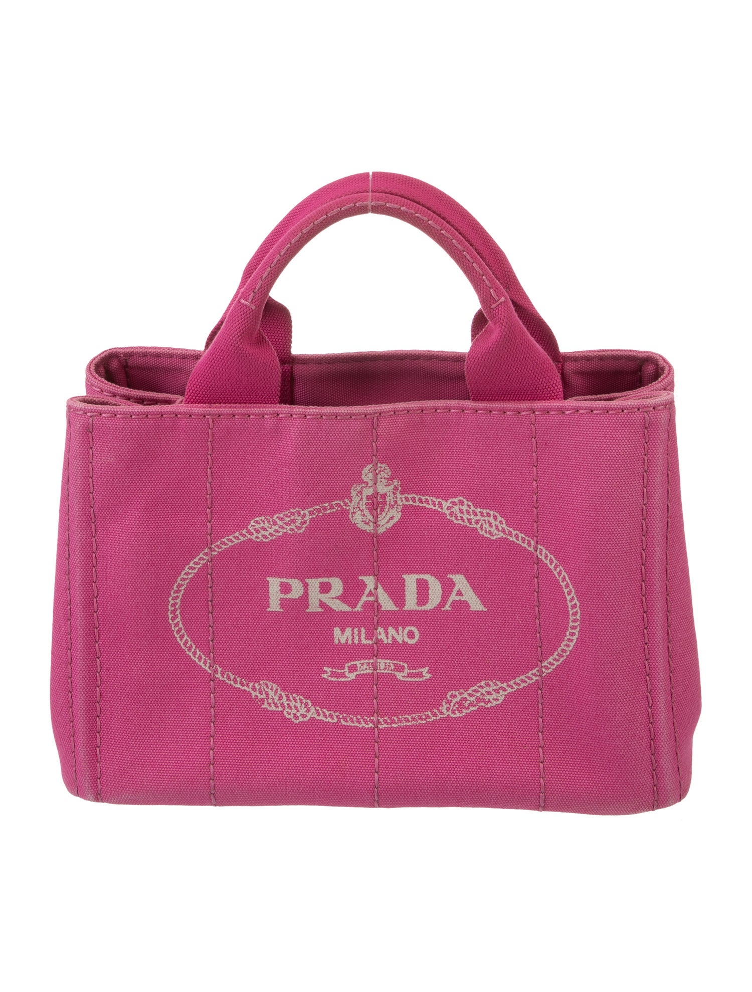 Prada Enameled Metal Triangle Canapa Logo Small