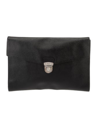 Prada Enameled Metal Triangle Portfolio