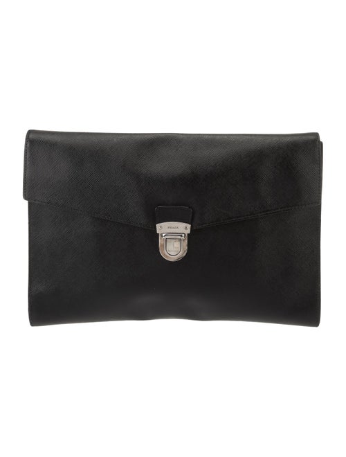 Prada Enameled Metal Triangle Portfolio