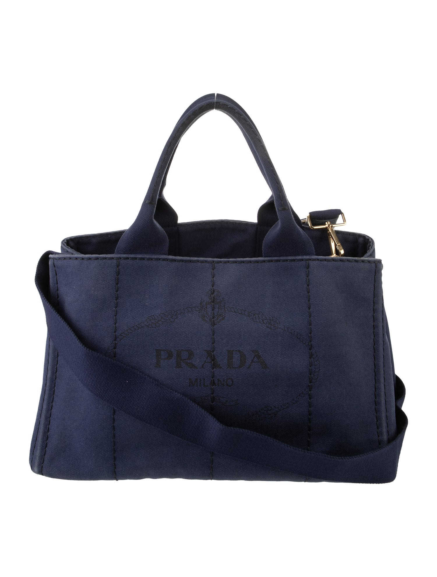 Prada Enameled Metal Triangle Canapa Logo