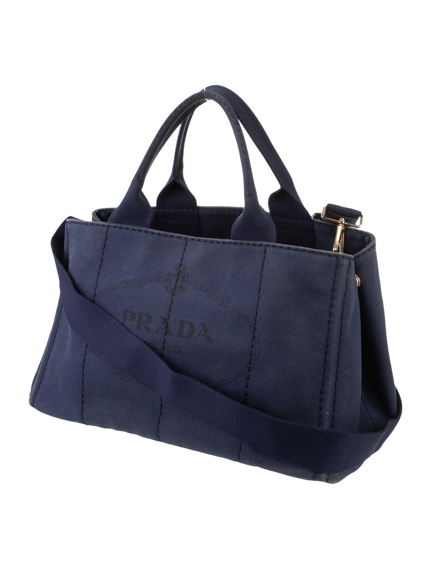 Prada Enameled Metal Triangle Canapa Logo