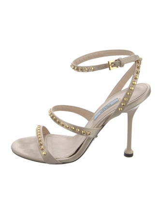 Prada Patent Leather Studded Accents Sandals