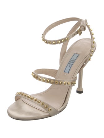 Prada Patent Leather Studded Accents Sandals