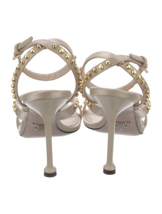 Prada Patent Leather Studded Accents Sandals