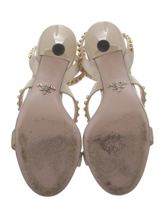 Prada Patent Leather Studded Accents Sandals
