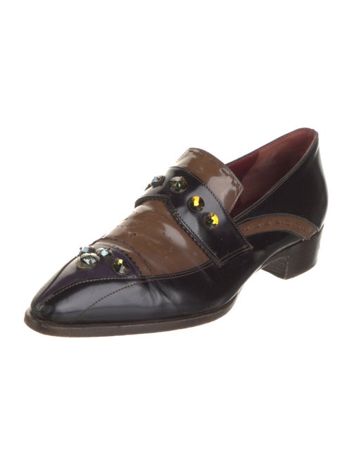 Prada Leather Colorblock Pattern Loafers
