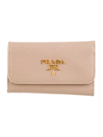 Prada Keychains Beige Saffiano leather flap wallet