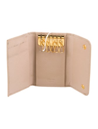 Prada Beige Saffiano leather flap wallet