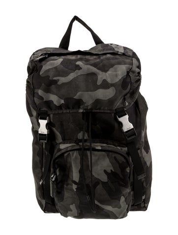 Prada Backpacks Enameled Metal Triangle Backpack