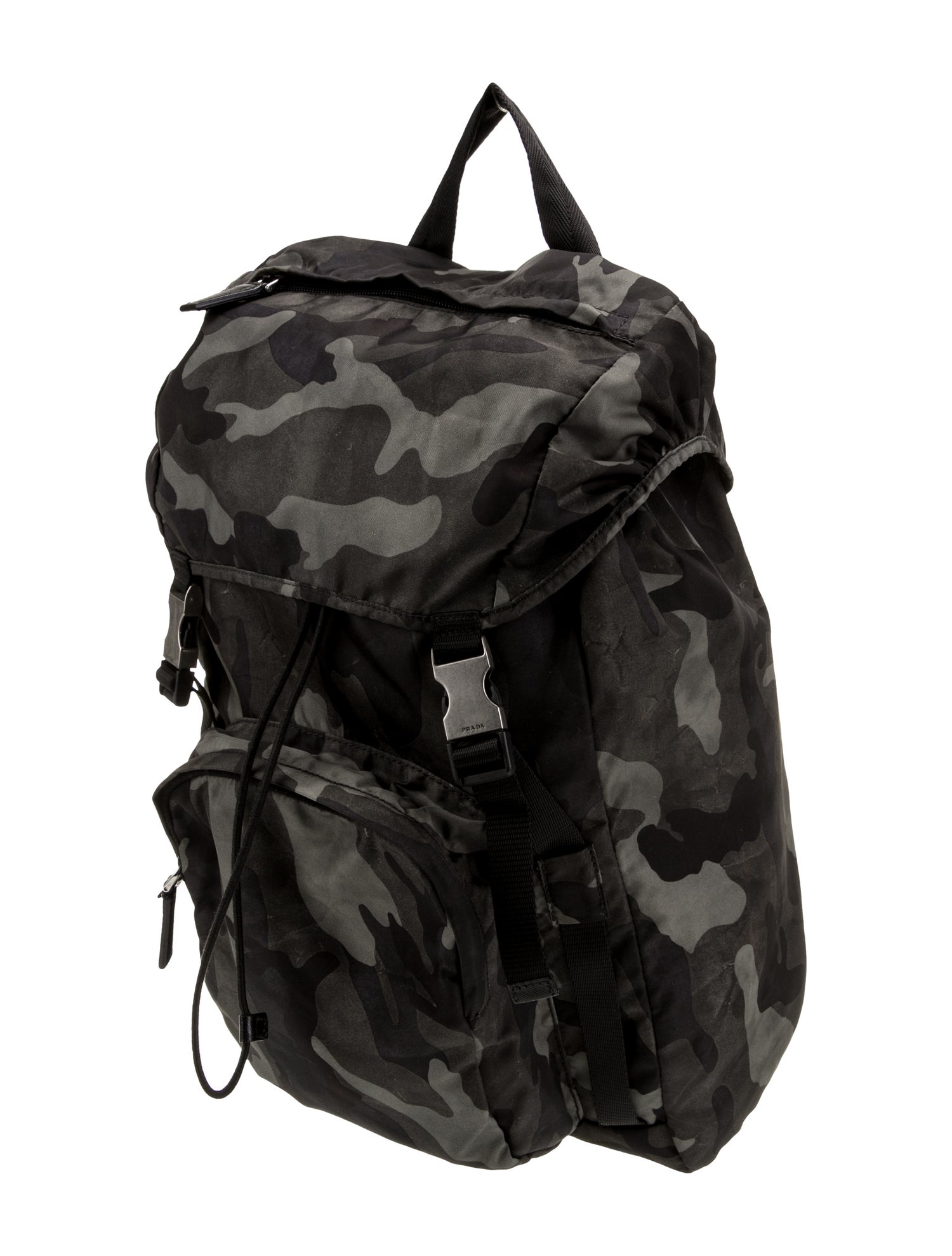 Prada Enameled Metal Triangle Backpack