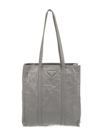 Prada Enameled Metal Triangle Tote
