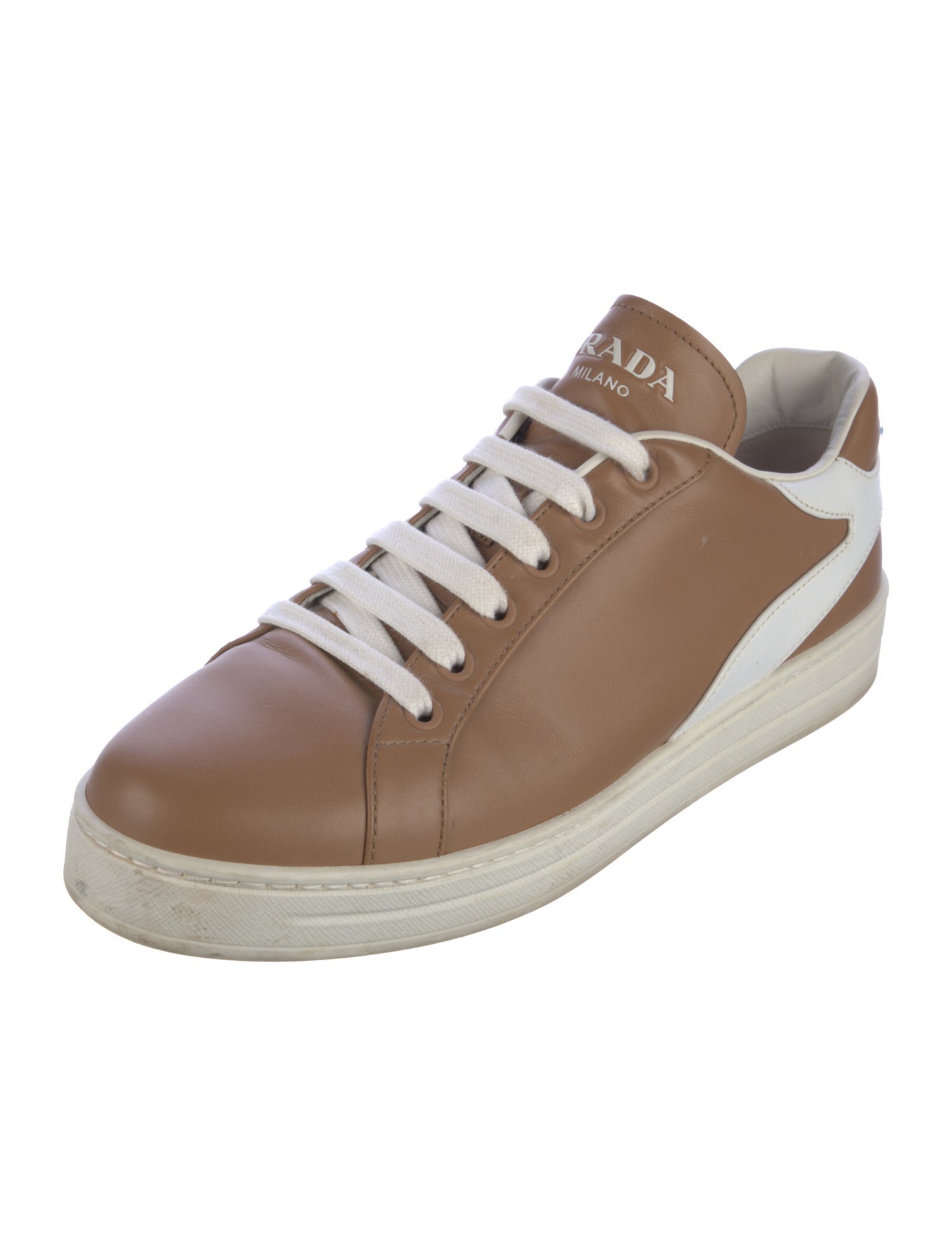 Prada Leather Graphic Print Sneakers