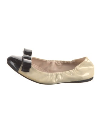 Prada Patent Leather Bow Accents Flats