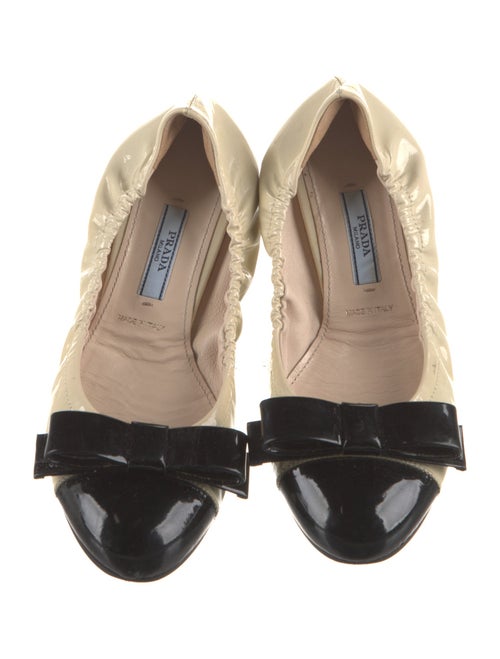 Prada Patent Leather Bow Accents Flats