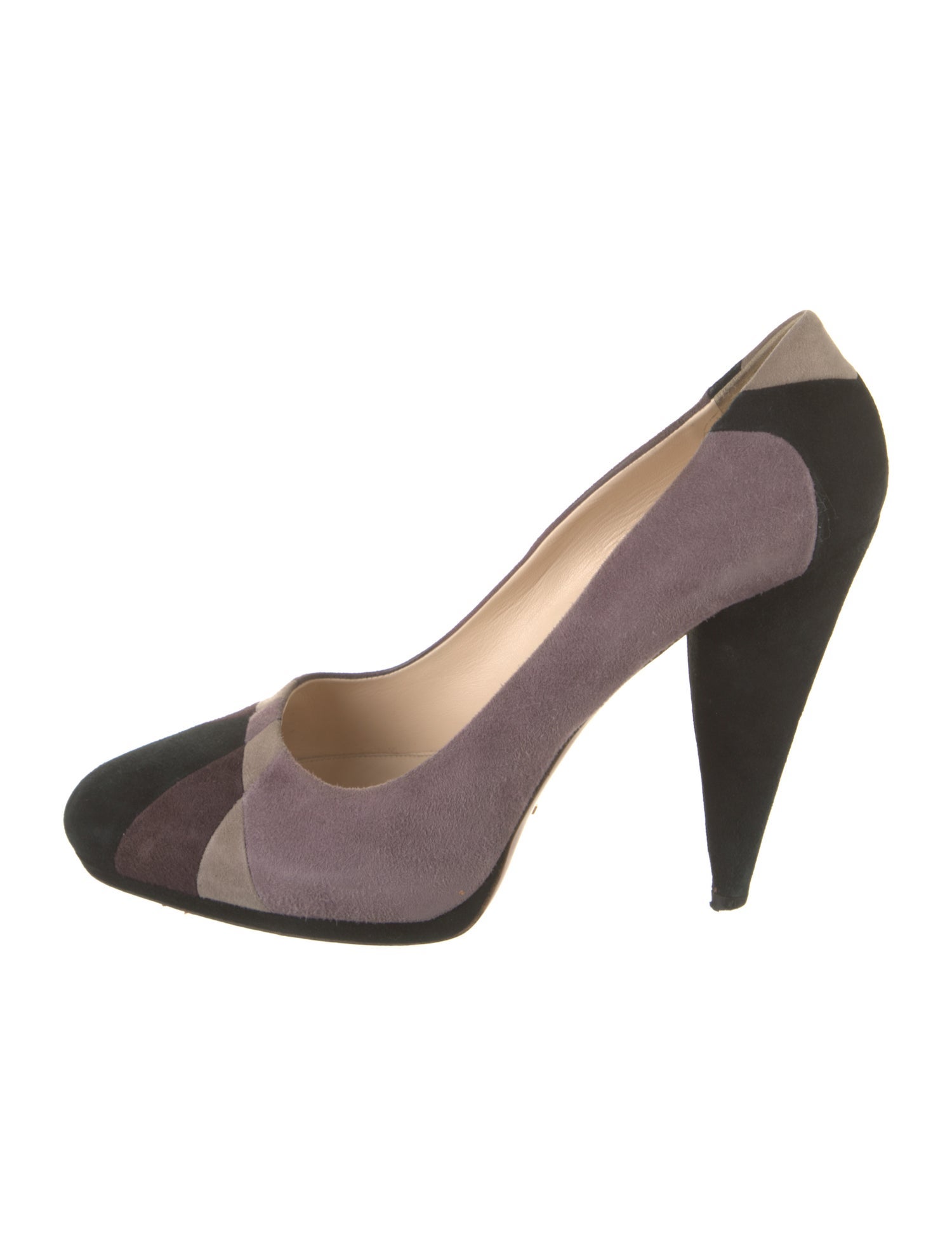 Prada Suede Colorblock Pattern Pumps