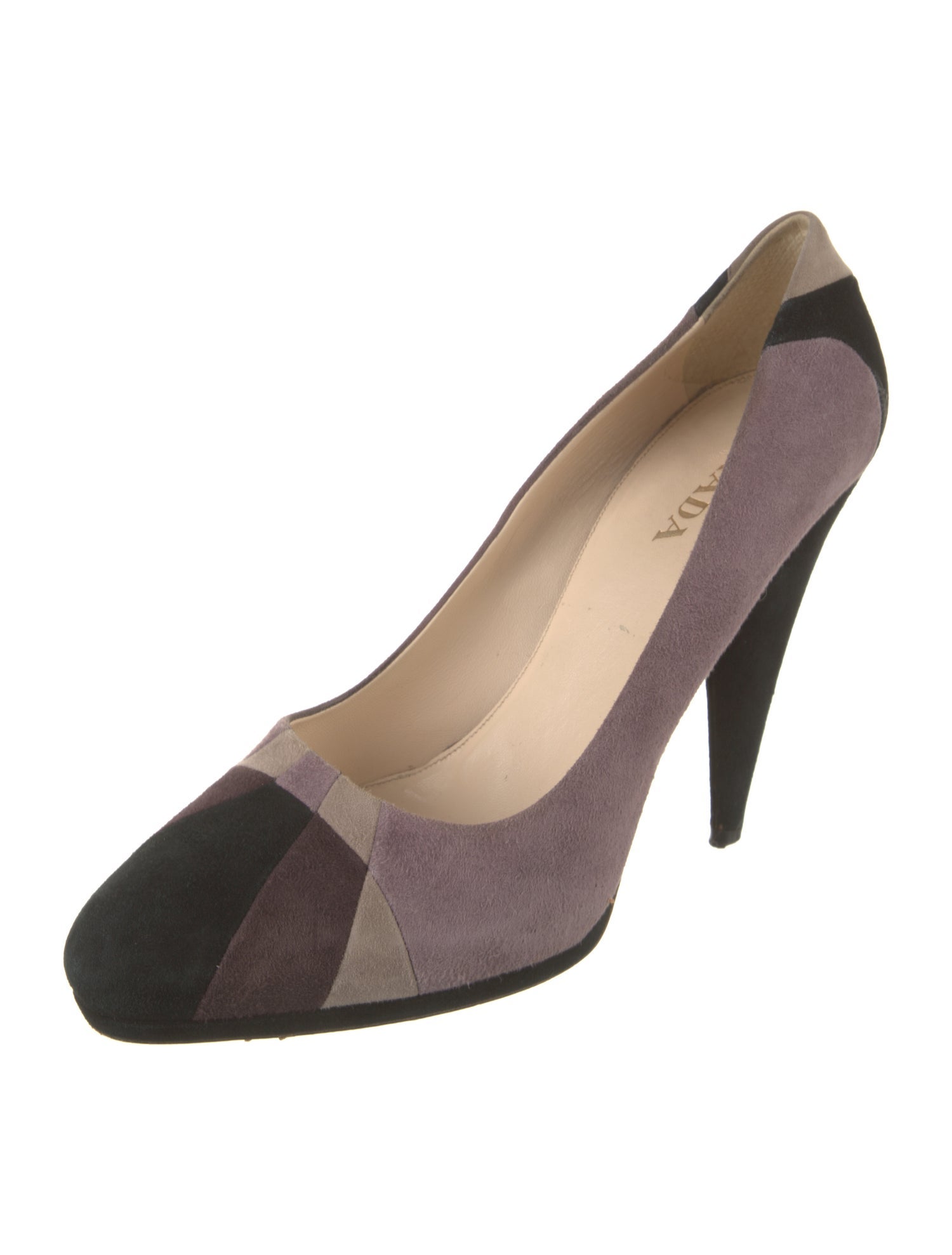 Prada Suede Colorblock Pattern Pumps