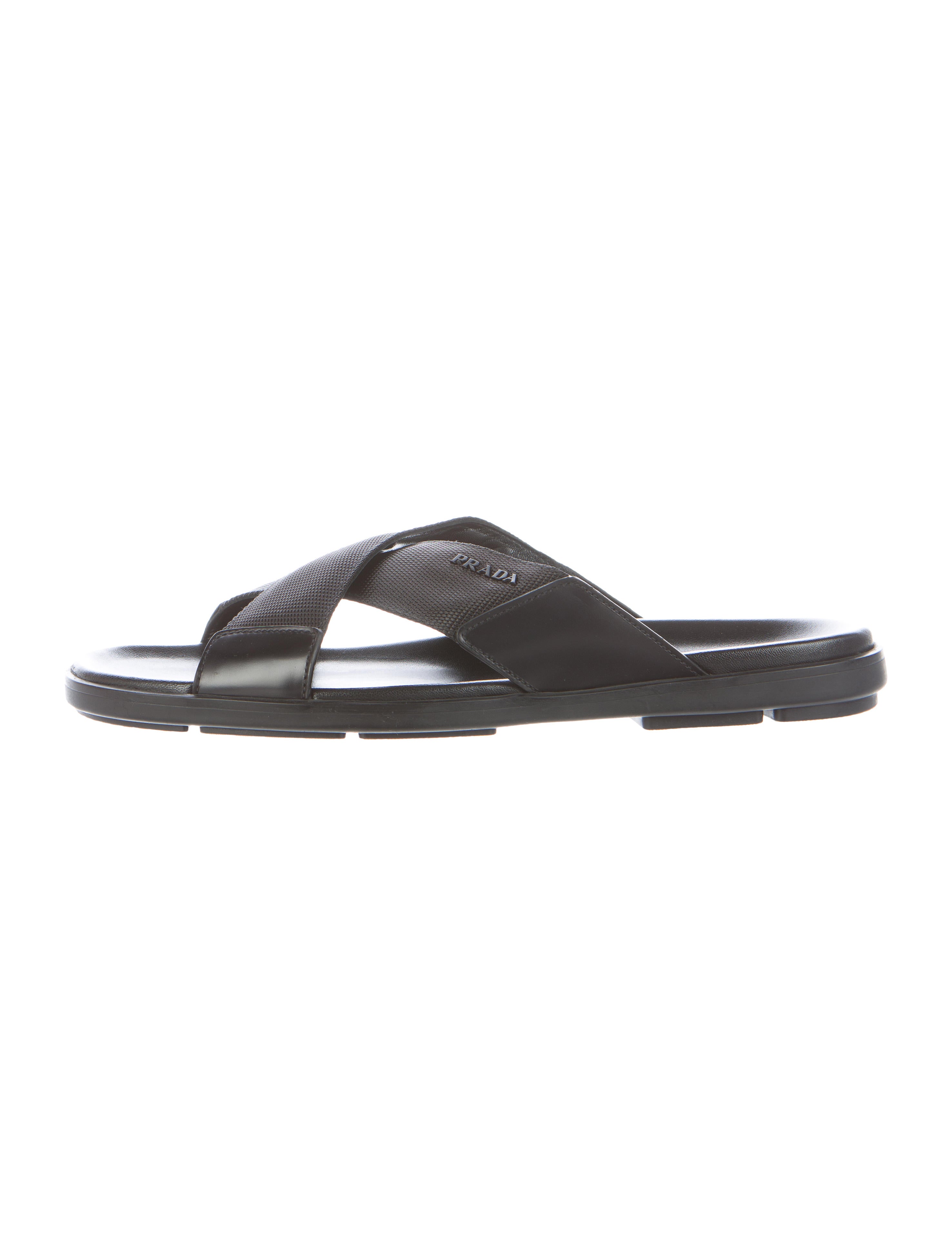 Prada Cross Strap Slide Sandals w/ Tags