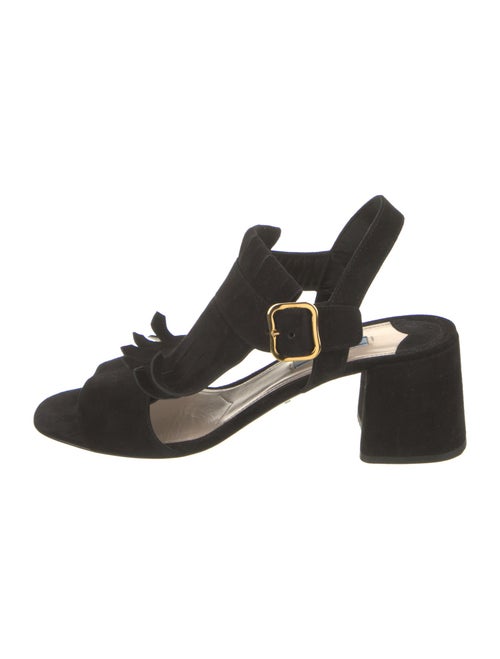 Prada Suede Fringe Trim Accent Slingback Sandals