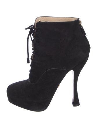 Prada Suede Lace-Up Boots