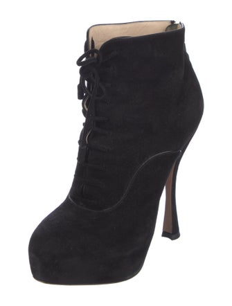 Prada Suede Lace-Up Boots