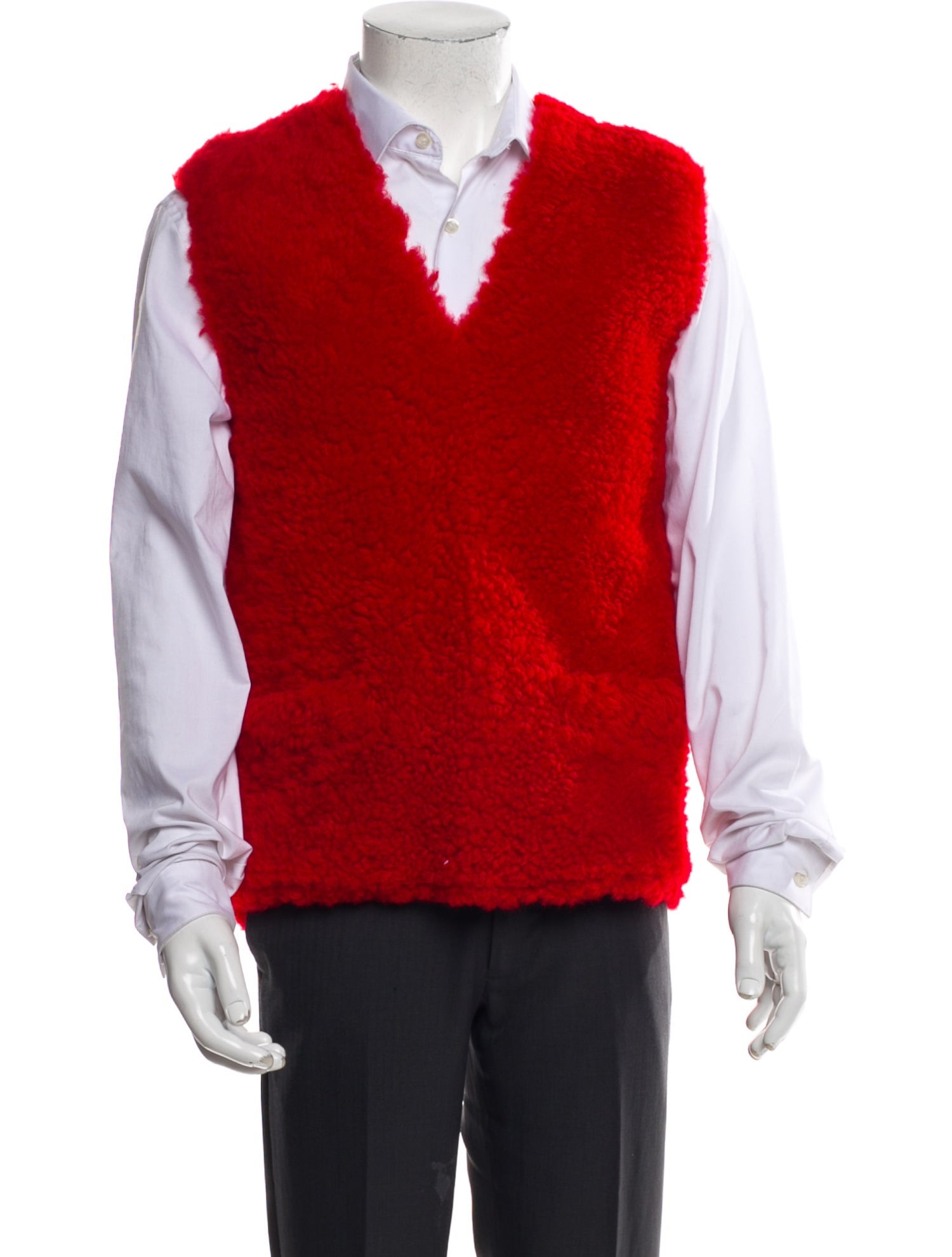 Prada Shearling V-Neck Sweater Vest
