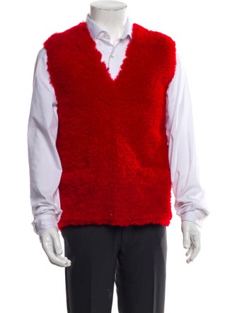 Prada Shearling V-Neck Sweater Vest