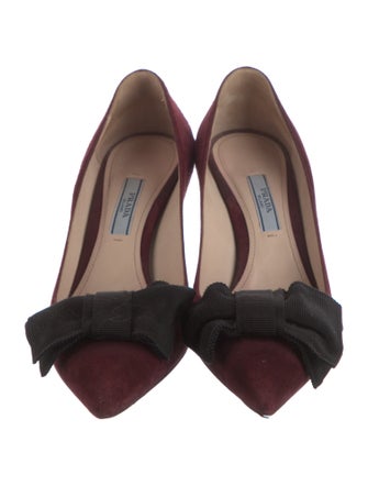 Prada Suede Bow Accents Pumps
