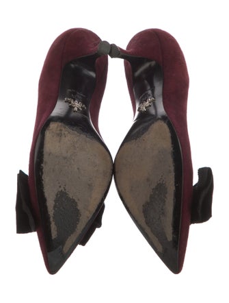 Prada Suede Bow Accents Pumps
