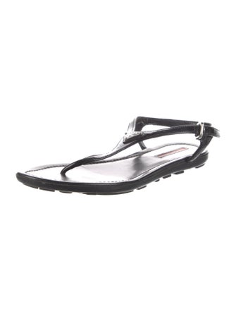 Prada Patent Leather T-Strap Sandals