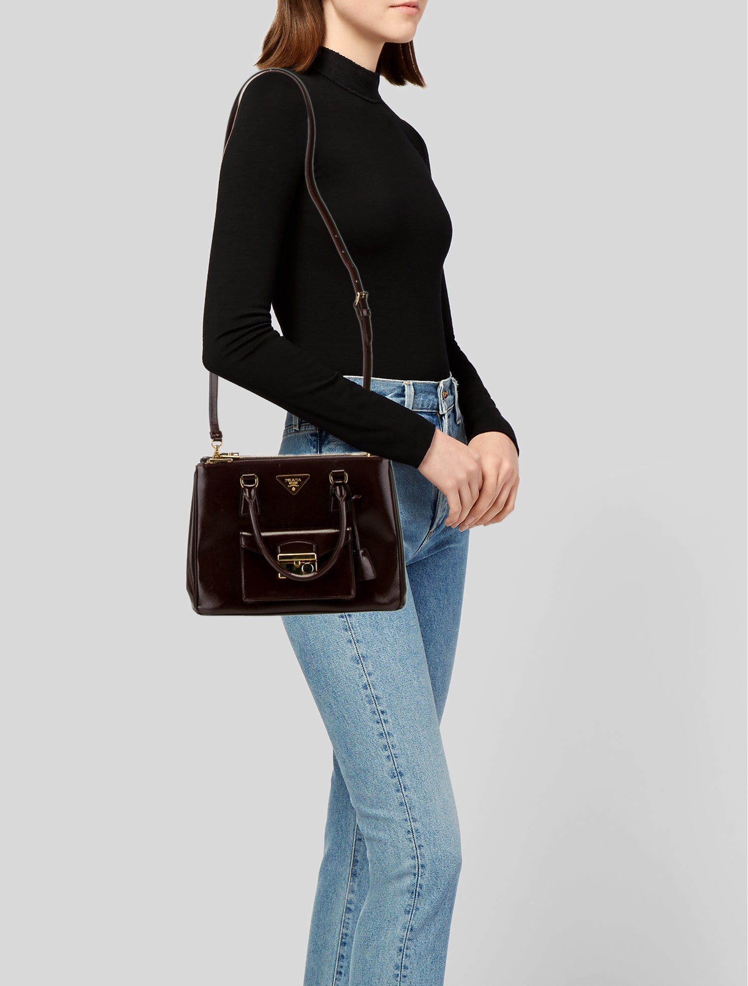 Prada Saffiano Lux Leather Galleria Double Zip