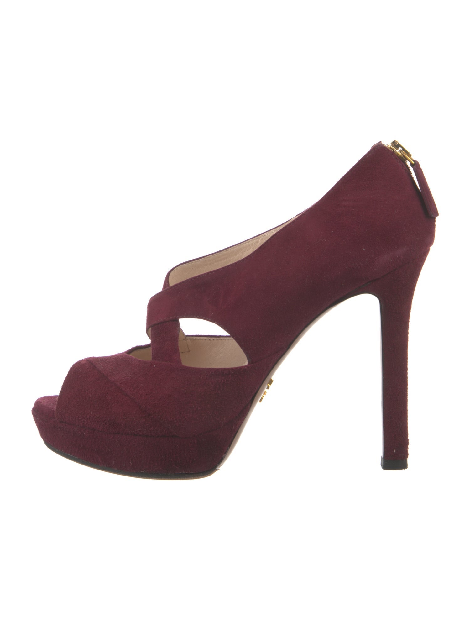 Prada Suede Cutout Accent Pumps