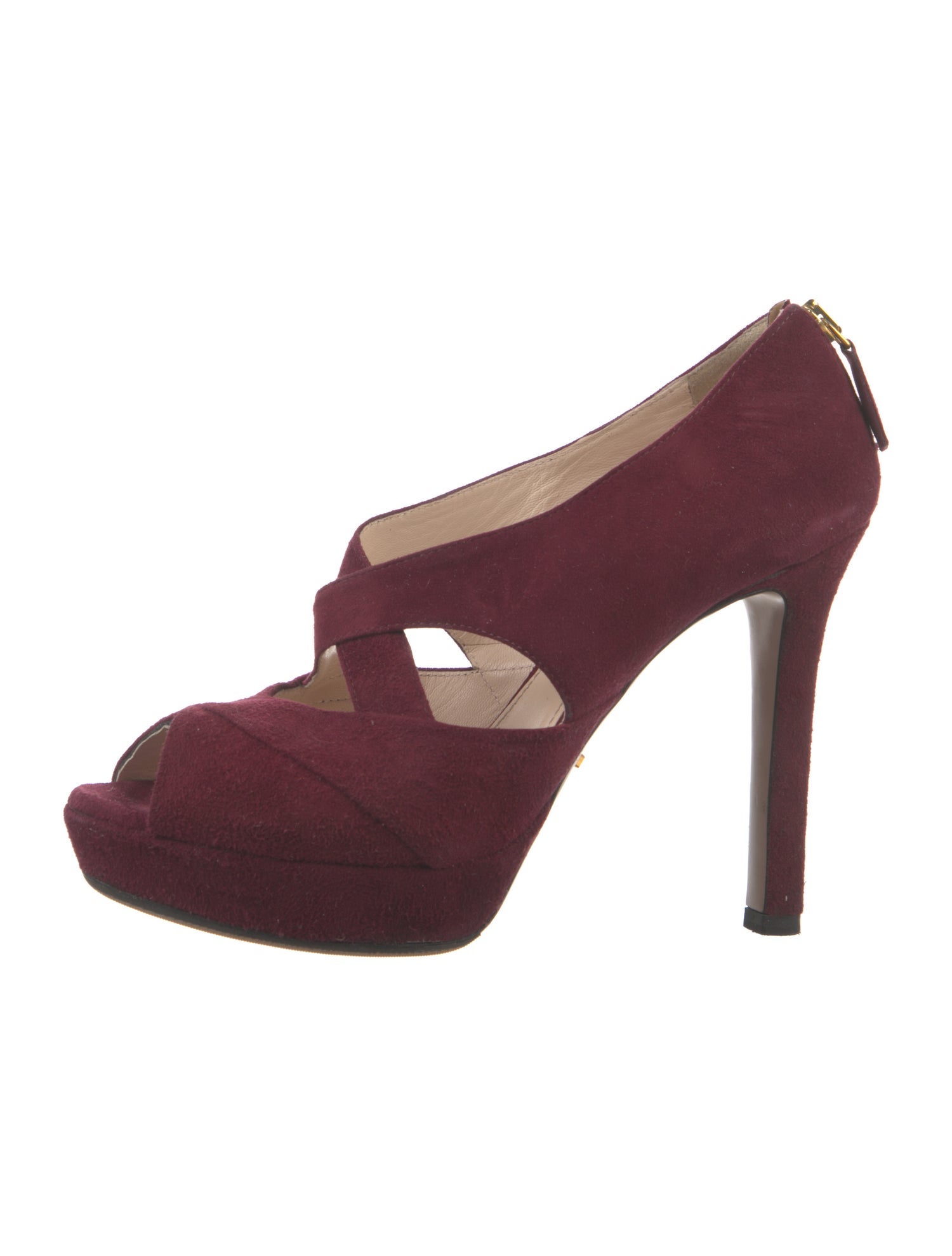 Prada Suede Cutout Accent Pumps