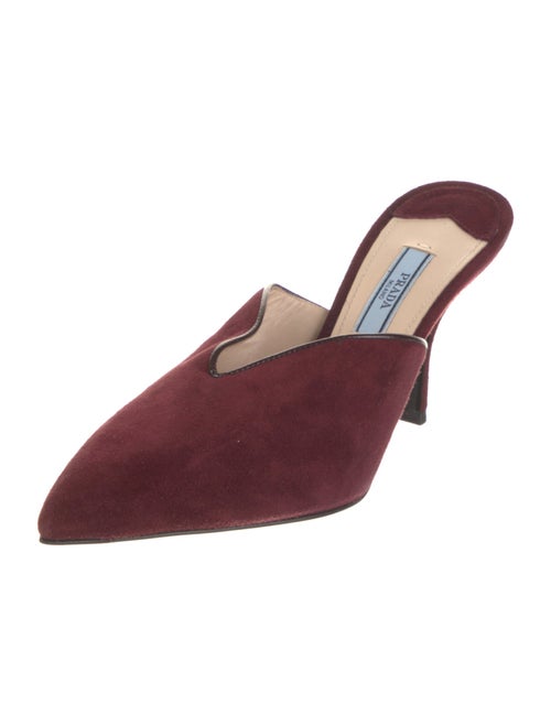 Prada Suede Leather Trim Embellishment Mules