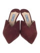 Prada Suede Leather Trim Embellishment Mules