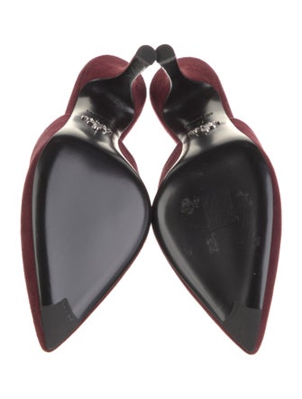 Prada Suede Leather Trim Embellishment Mules