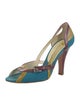 Prada Canvas Colorblock Pattern D'Orsay Pumps