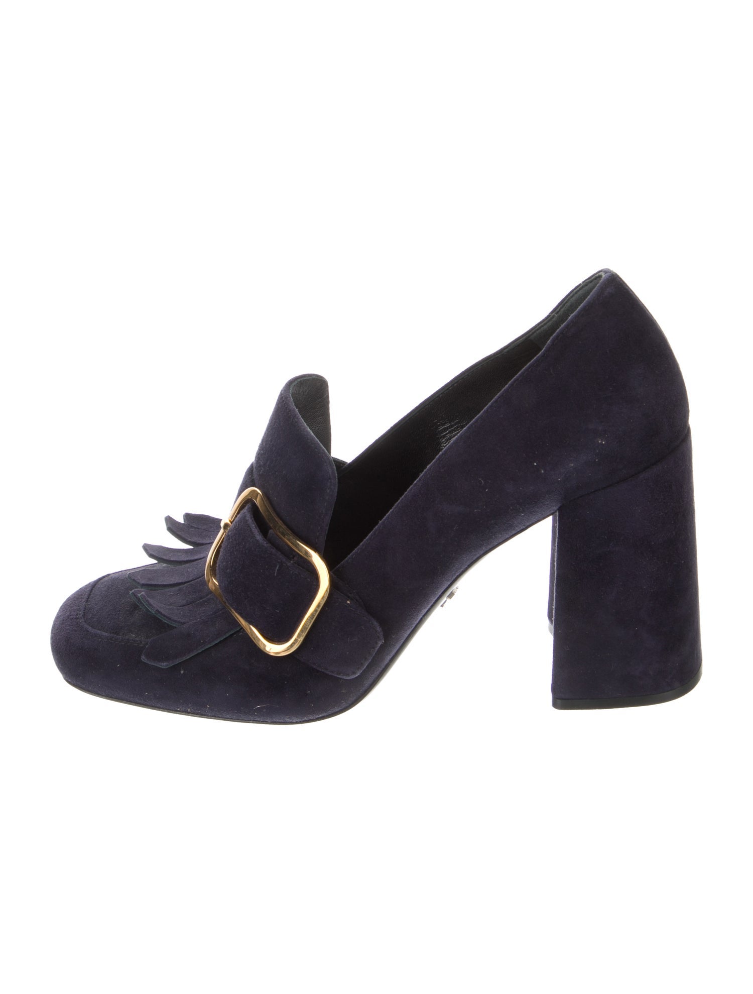 Prada Suede Fringe Trim Accent Pumps