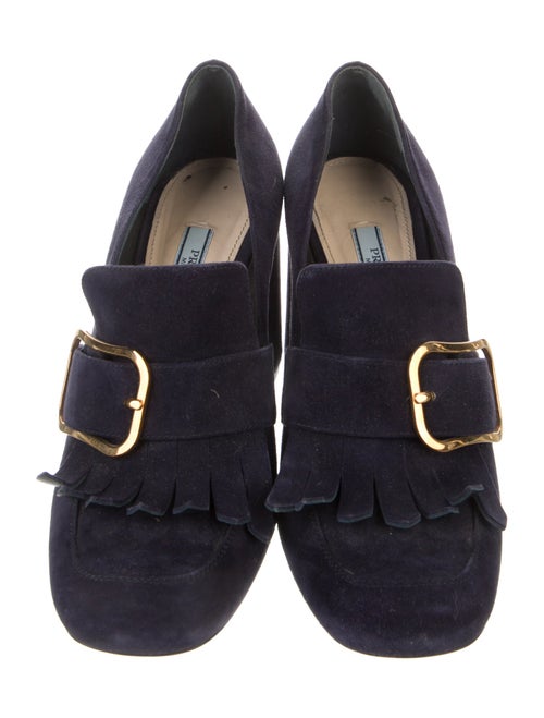 Prada Suede Fringe Trim Accent Pumps