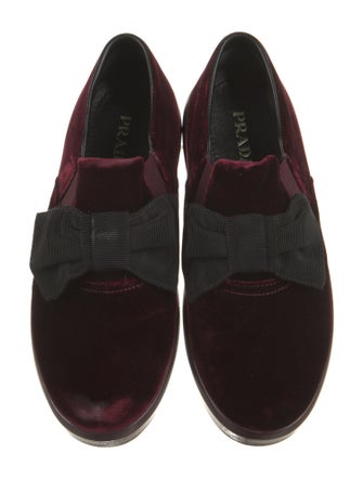 Prada Velvet Bow Accents Loafers