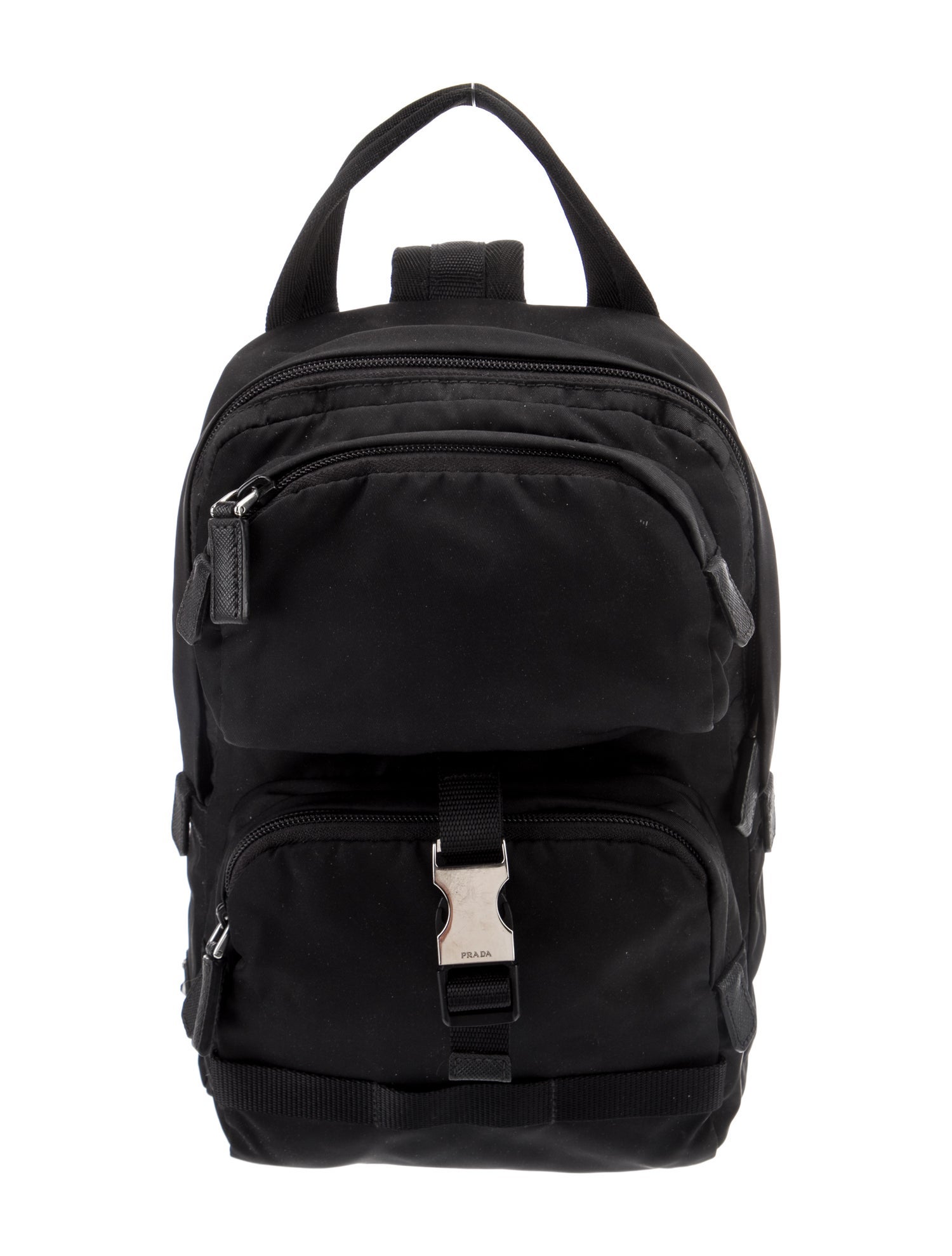 Prada Enameled Metal Triangle Montagna Sling - Black Backpacks ...