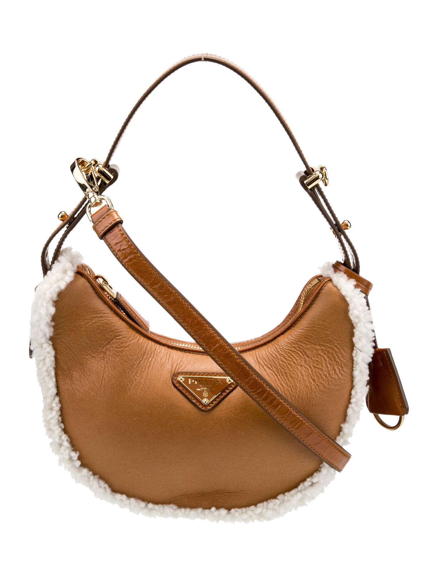 Prada Enameled Metal Triangle Arque Small