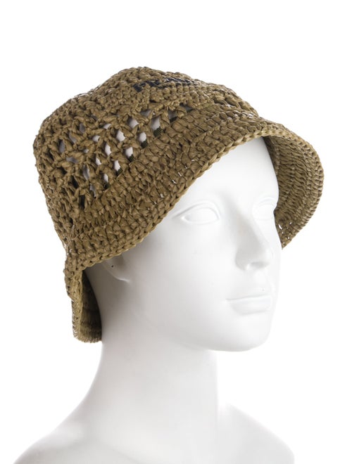 Prada green straw bucket hat