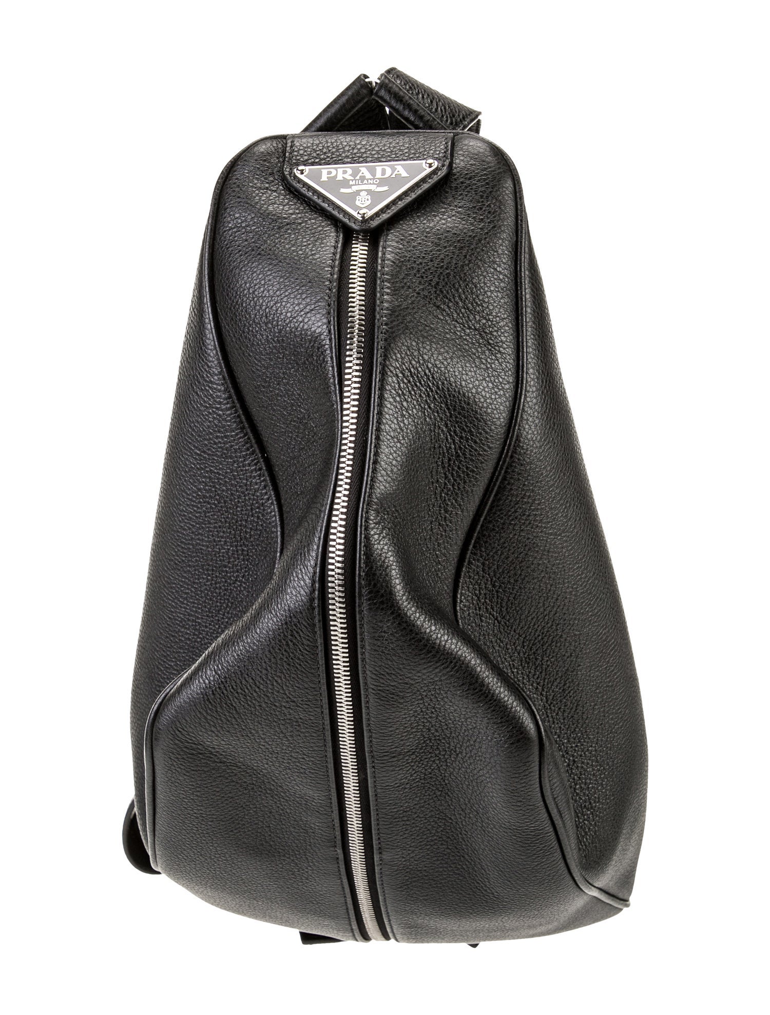 Prada Enameled Metal Triangle Bucket Bag