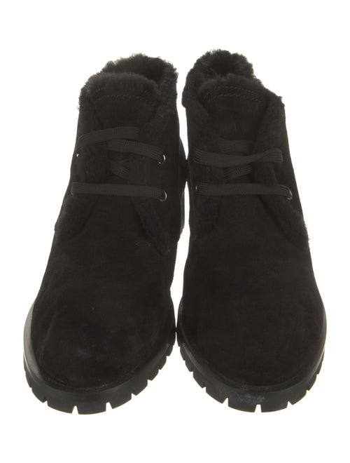 Prada Suede Fur Trim Lace-Up Boots